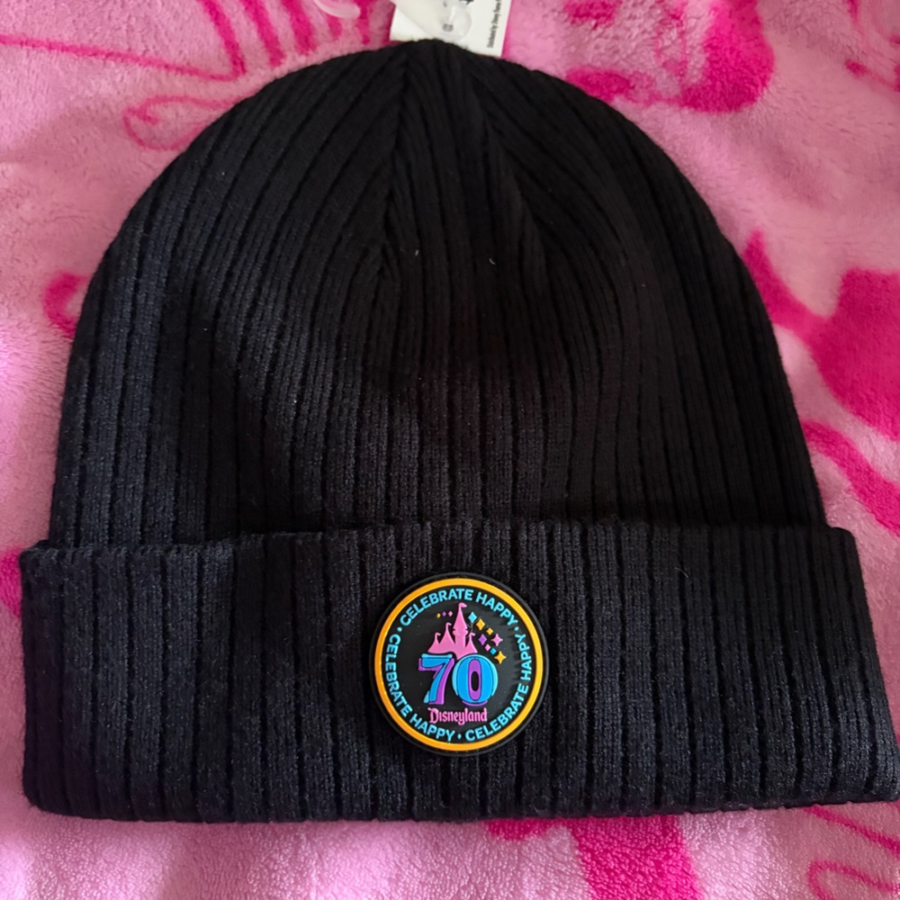 Disney black Ribbed Beanie - 70th Celebration